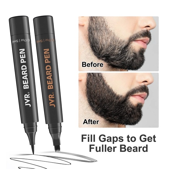 Barber Styling Pens Natural Finish Dark Gray & Black Waterproof w/Beard Scissor - Picture 2 of 12